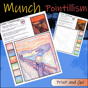 Edvard Munch - The Scream - Pointillism Color Worksheet