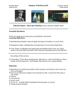 Preview of Edward Hopper Cityscape Painting Unit