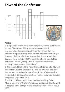 Edward the Confessor Crossword by Steven s Social Studies TpT