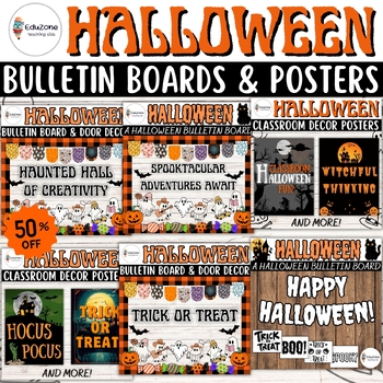 Preview of Eerie Halloween Decor Set: Spine-Chilling Bulletin Boards and Posters Collection