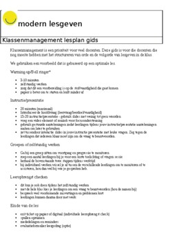 Preview of KLassenmanagement lesplan