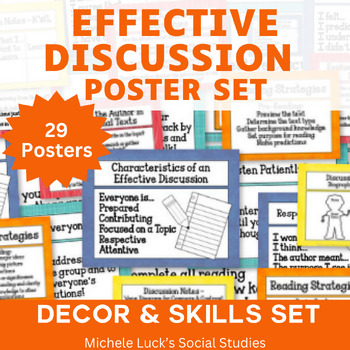 Preview of Effective Discussion Classroom Poster Set for Bulletin Board or Word Wall ELA SS