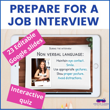 Preview of Job Interview - Career readiness - Tips  presentation & digital quiz - No prep