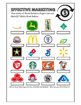 Effective Marketing - Business Logos Identification Game Worksheet