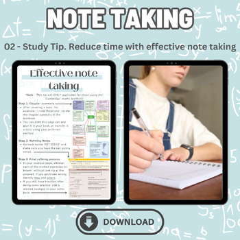 Preview of Effective Note Taking using the Cambridge math textbook