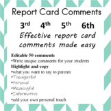Effective Report Card Comments Made Easy for 3rd, 4th, 5th