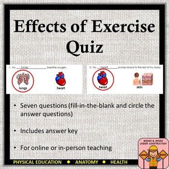 Preview of Effects of Exercise Quiz with Answer Key