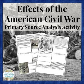 Preview of Effects of the Civil War Primary Source Analysis Activity Handout Homework