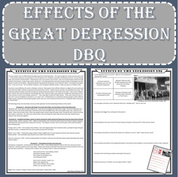 Preview of Effects of the Great Depression DBQ (PDF and Google Docs Formats)