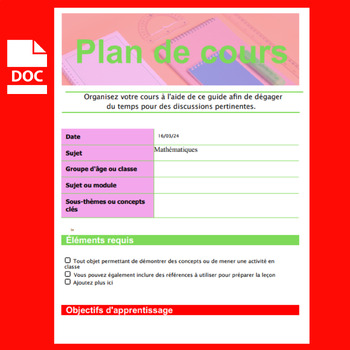 Preview of Efficient Lesson Planning in french with Google Docs 2024  TPT Teachers