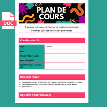 Preview of Efficient Lesson Planning in french with Google Docs 2024  TPT Teachers