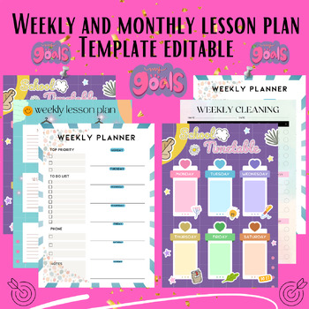 Preview of Efficient Life: Weekly and Monthly Planner Template editable checklist timetable