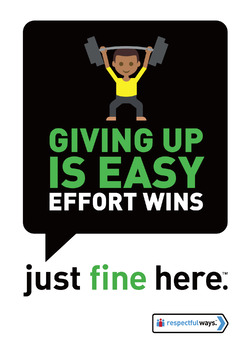 Preview of Social Emotional Learning | Giving Up Is Easy, Effort Wins | Classroom signs