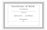 Egg Baby Birth Certificate