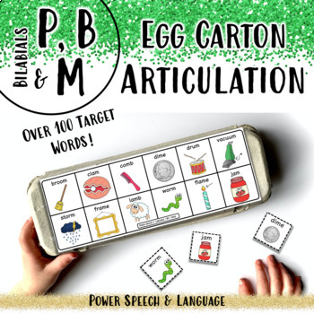 Preview of Egg Carton Artic, Speech Therapy Activities, Bilabial words, M B P Articulation