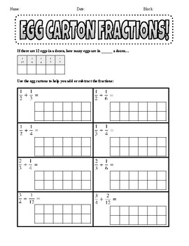 Preview of Egg Carton Fractions Activity