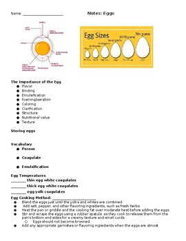 Preview of Egg Cookery Guided Notes