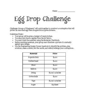 Preview of Egg Drop Challenge