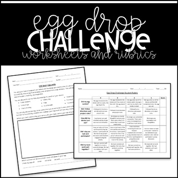 Preview of Egg Drop Challenge Worksheets and Rubrics