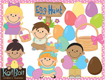 Preview of Egg Hunt, Easter Spring Clip Art