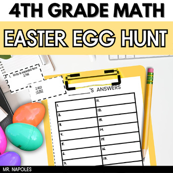 Preview of 4th Grade Math Review Easter Egg Hunt | EDITABLE