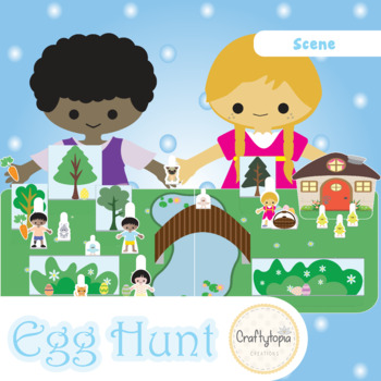 Preview of Egg Hunt Scene and Puppets Kids Craft
