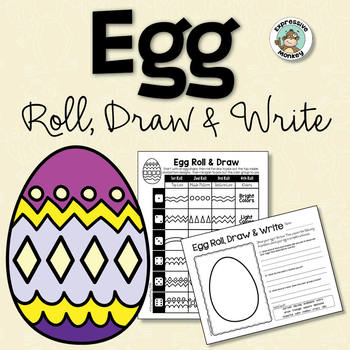 Preview of Egg Roll, Draw & Write • Early Elementary Art Lesson • Writing Activity