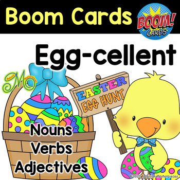 Preview of Egg-cellent Easter Egg Hunt - Boom Cards - Nouns, Verbs, Adjectives