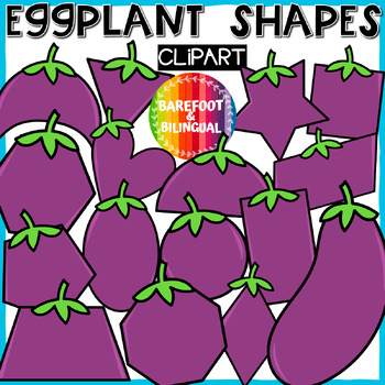 Preview of Eggplant Clipart Shapes - 2D Shape Veggie Clipart