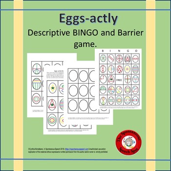 Preview of Eggs-actly Descriptive Cards for Barrier Game and Bingo
