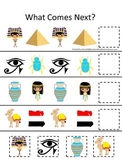 Egypt What Comes Next preschool math game.  Printable dayc