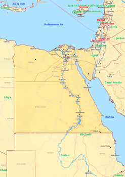 Preview of Egypt map with cities township counties rivers roads labeled
