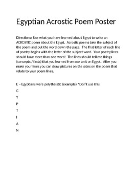 Preview of Egyptian Acrostic Poem Poster