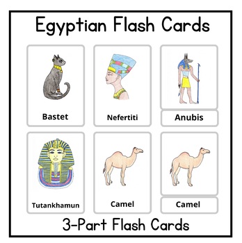 Preview of Egyptian Flash Cards, 3-Part Montessori cards