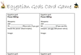 Egyptian Gods Card Game