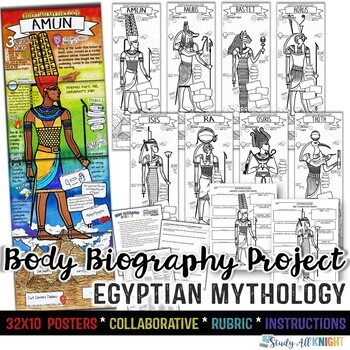 Preview of Egyptian Gods, Egyptian Mythology Body Biography Project Bundle