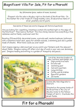 Preview of Egyptian Houses - Persuasive Writing Pack (differentiated with word bank)