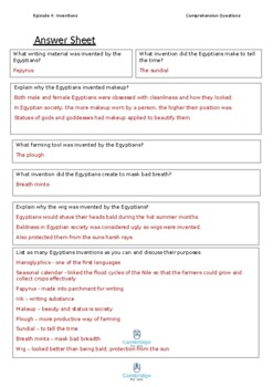 Preview of Egyptian Inventions - Answer Sheet