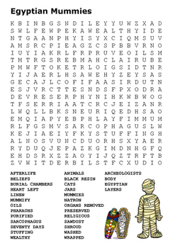 Egyptian Mummies Word Search by Steven s Social Studies TPT
