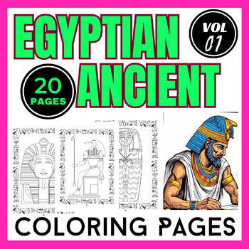 Preview of Egyptian Mythology Coloring Sheets ⭐⭐⭐⭐⭐ VOL 01  PDF + 20 JPG + 01 Cover