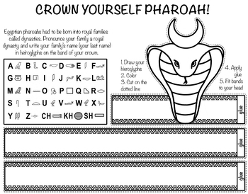 Preview of Egyptian Pharaoh Crowns with Hieroglyph Alphabet