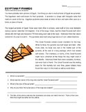 Egyptian Pyramids Reading Comprehension