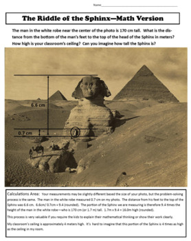 Preview of Egyptian Sphinx Math Ratio Problem FREE Grade 4 Gifted + 5th-6th Challenge Math