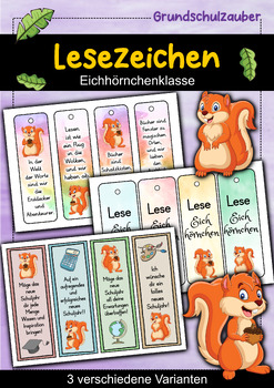Preview of Eichhörnchen Lesezeichen für die Eichhörnchenklasse - 3 Varianten (Deutsch)