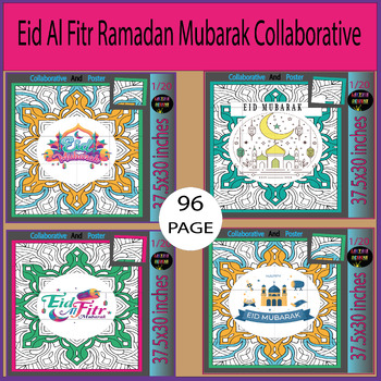 Preview of Eid Al Fitr Ramadan Collaborative Bulletin Board Coloring Pages Activity Bundle