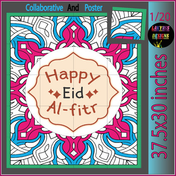 Preview of Eid Al Fitr Ramadan Collaborative Bulletin Board Coloring Pages Activity Poster