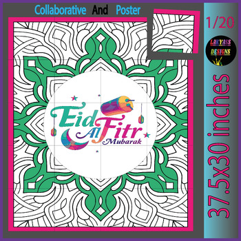 Preview of Happy Eid Mubarak Collaborative Coloring Poster | Religion Bulletin Board 
