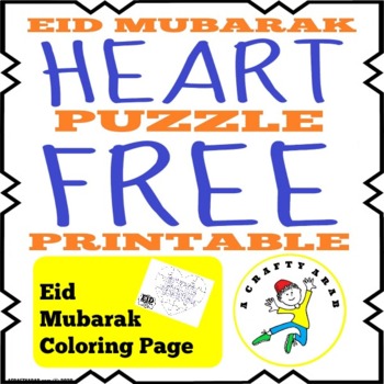 Preview of Eid Mubarak Heart Puzzle (FREE Printable}
