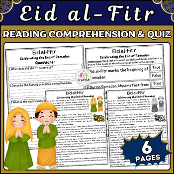 Preview of Eid al-Fitr Comprehensive Nonfiction Reading Passage & Interactive Quiz | Muslim