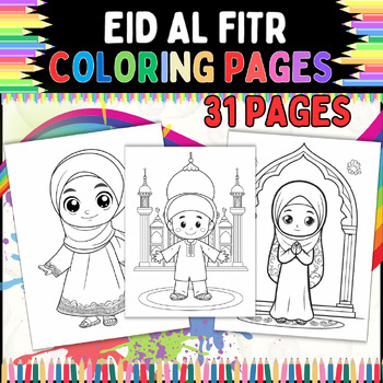 Preview of Eid al Fitr coloring Sheets | islamic coloring pages | lembar mewarnai islami
